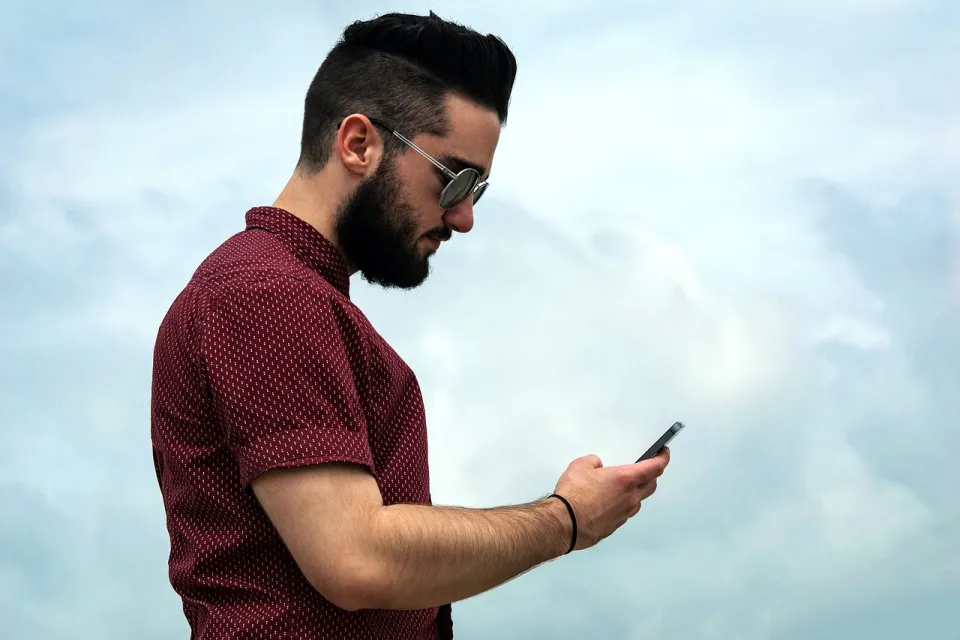 phone, cell, customer service, contact us, model, hipster, mobile, telephone, communication, cellphone, technology, cellular, wireless, modern, message, call, text, digital, talking, messaging, man, a